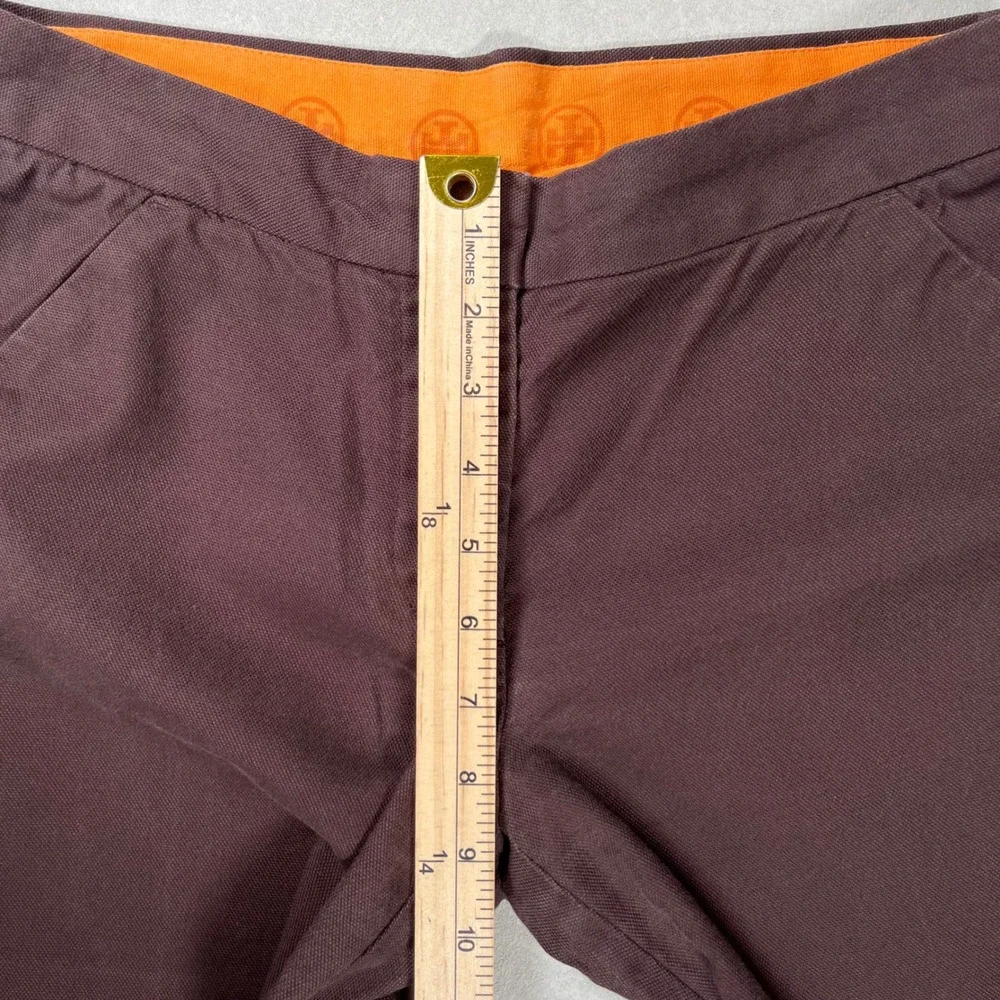 Tory Burch Wide Leg Pants Women 2 Brown Flare Cotton Blend Office Work Academia